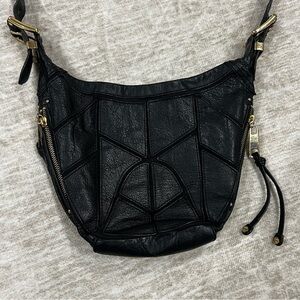 Steven Vintage Patchwork Black Leather Shoulder Crossbody Bag